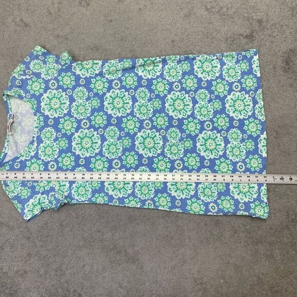 Vineyard Vines Womens Mandala Floral Short Sleeve Shift Dress Blue Green Small - Picture 4 of 5